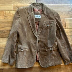 Vtg Francoise Moreau for Casual Corner suede leather blazer jacket